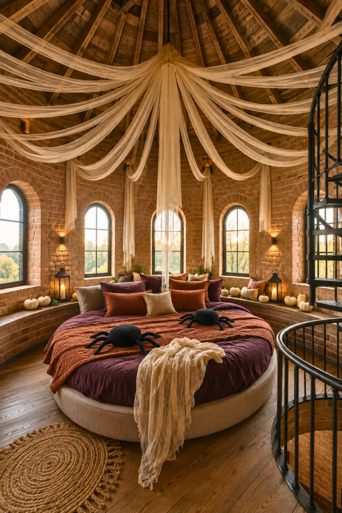 Cozy water tower Halloween bedroom decor