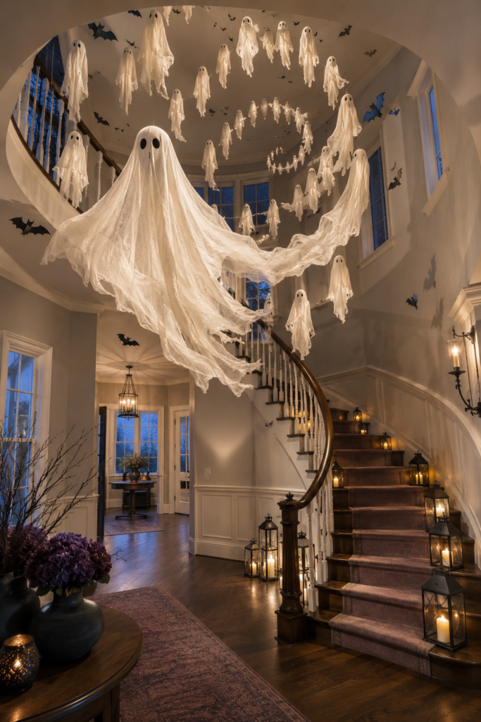 Floating ghost staircase Halloween decor
