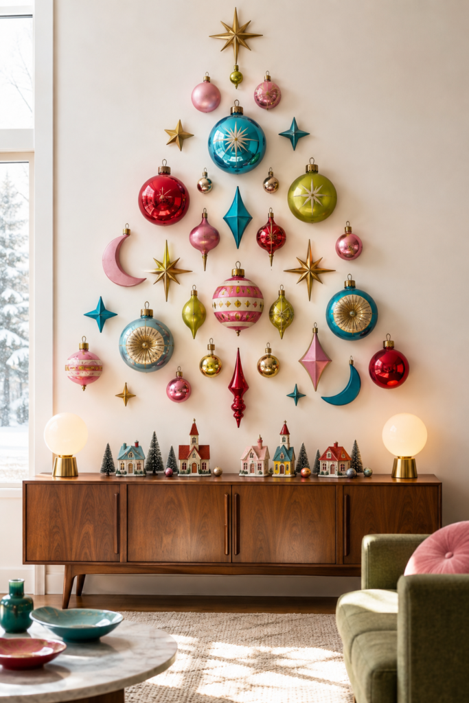 Geometric Retro Christmas Ornament Wall