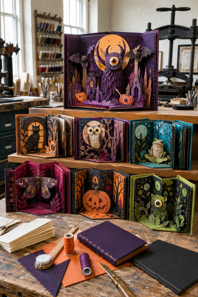 Halloween creature accordion books DIY