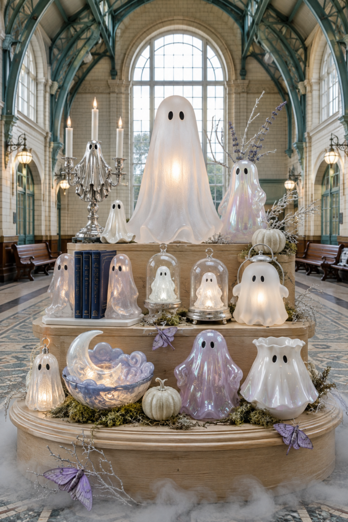 Pearlescent luminous ghost Halloween decor finds
