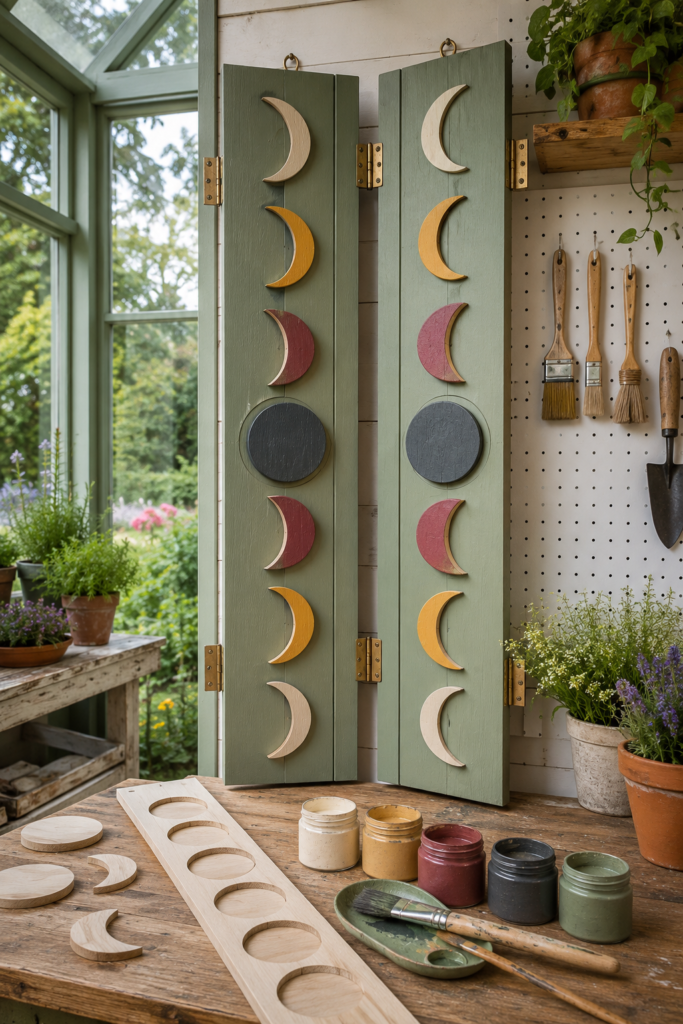 Painted Wood Moon-Phase Shutters