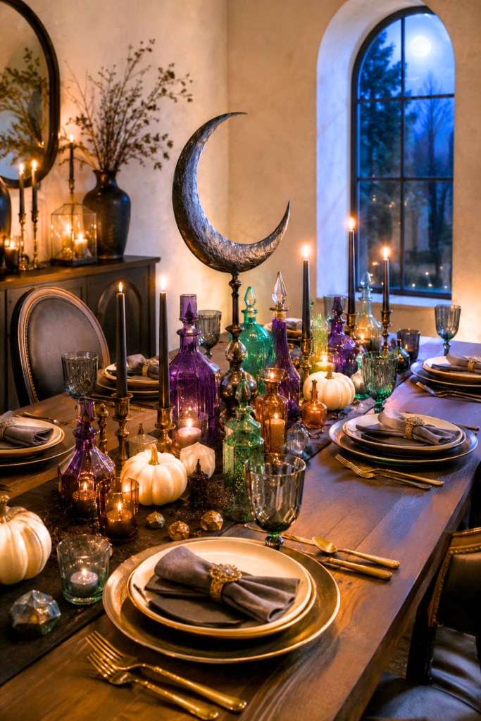 Moonlit apothecary Halloween tablescape