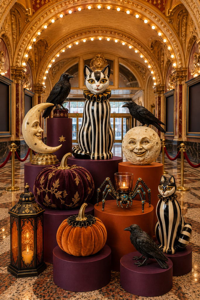 Movie palace Halloween decor finds display