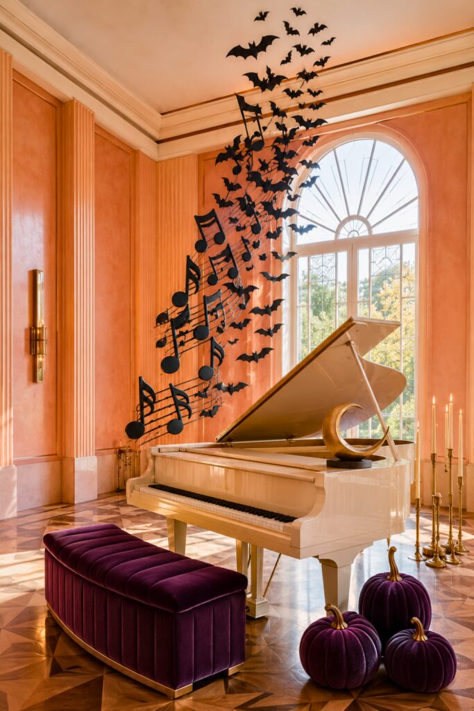 Music note bat piano Halloween decor