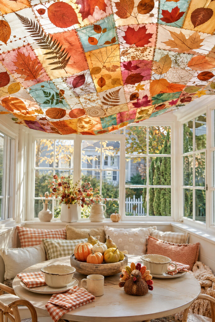 Patchwork Leaf Canopy Thanksgiving Sunroom