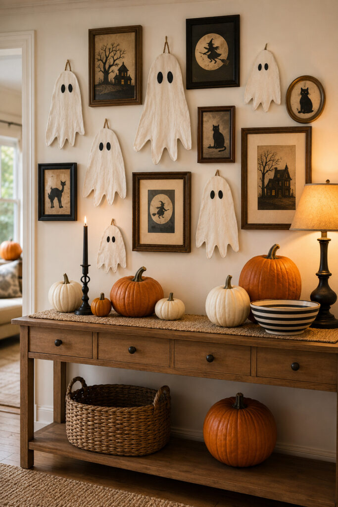 Playful ghost gallery wall