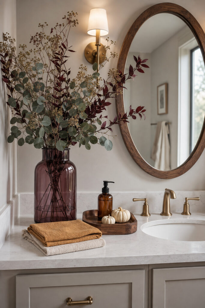 Plum Eucalyptus Fall Bathroom Vanity Display