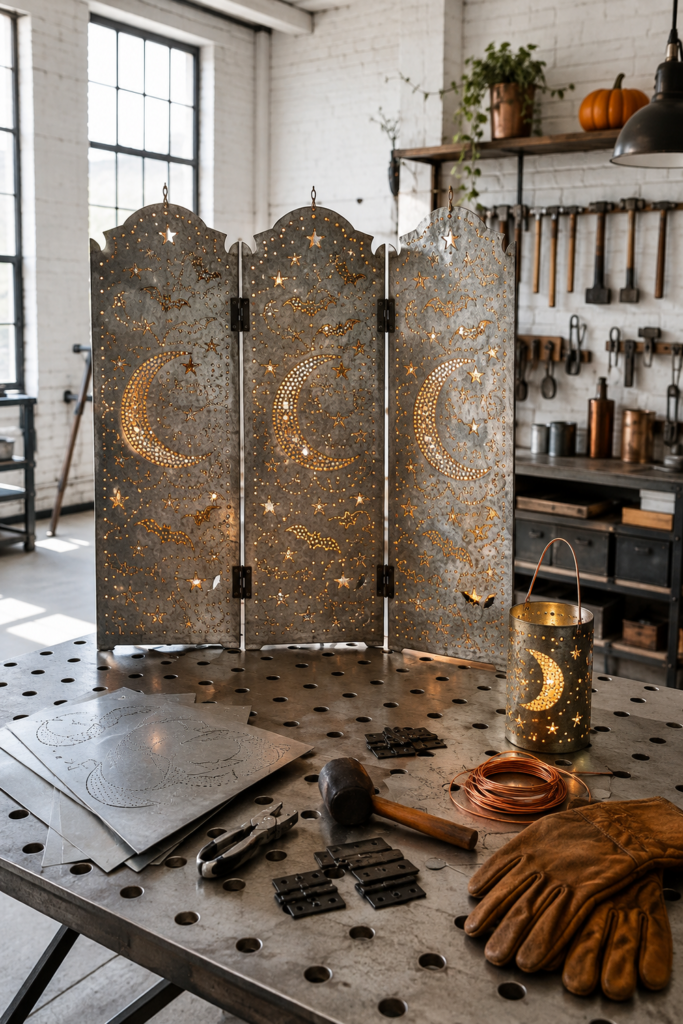 Pressed-Tin Moon Lantern Screen