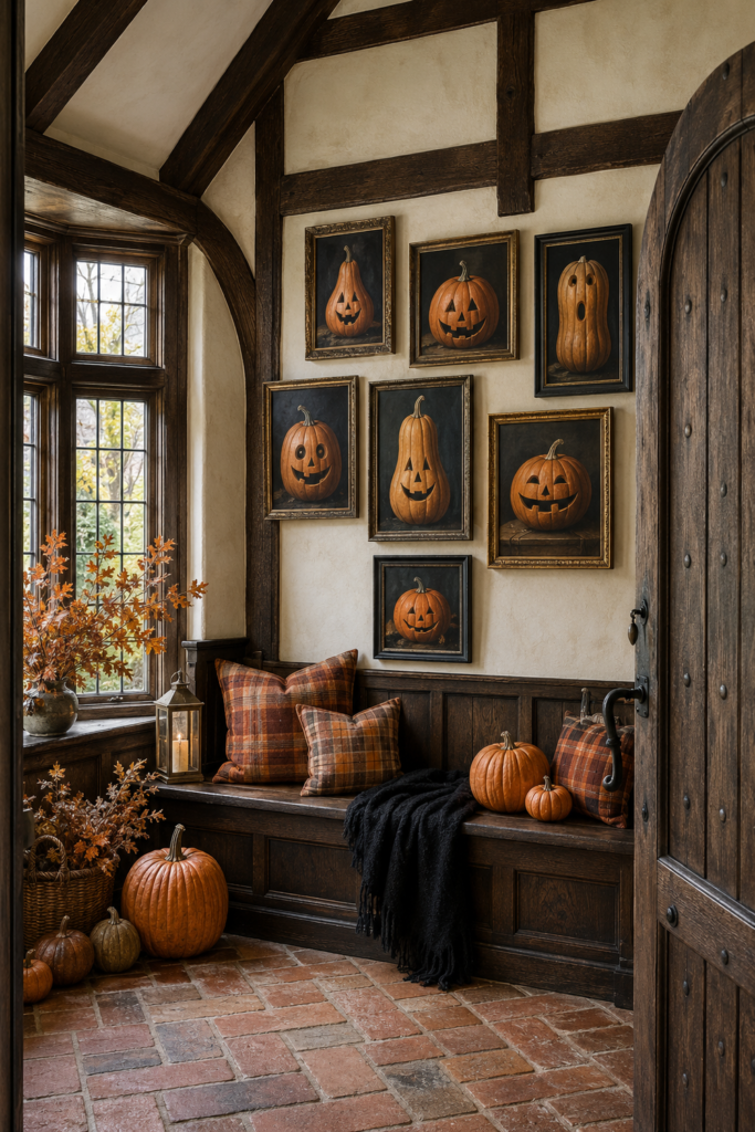 Pumpkin Portrait Gallery in a Tudor Boot Room