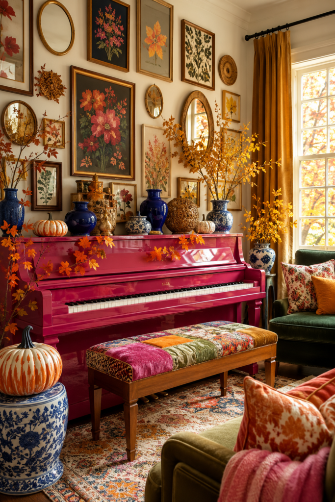 Raspberry piano colorful fall music room 