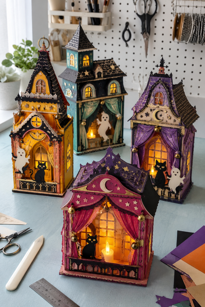 Vintage Paper-Theater Haunted House Lanterns