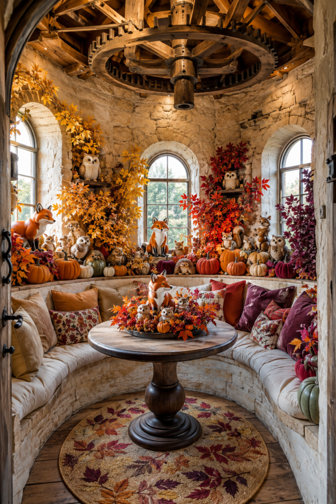 Woodland creature windmill fall decor