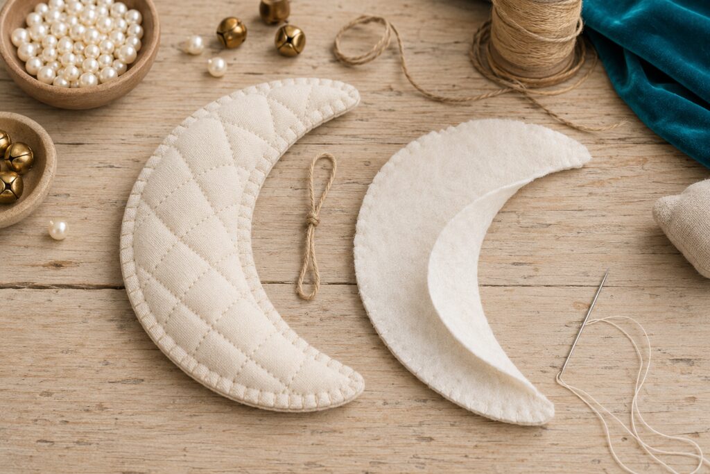 DIY Flat Quilted Crescent Moon