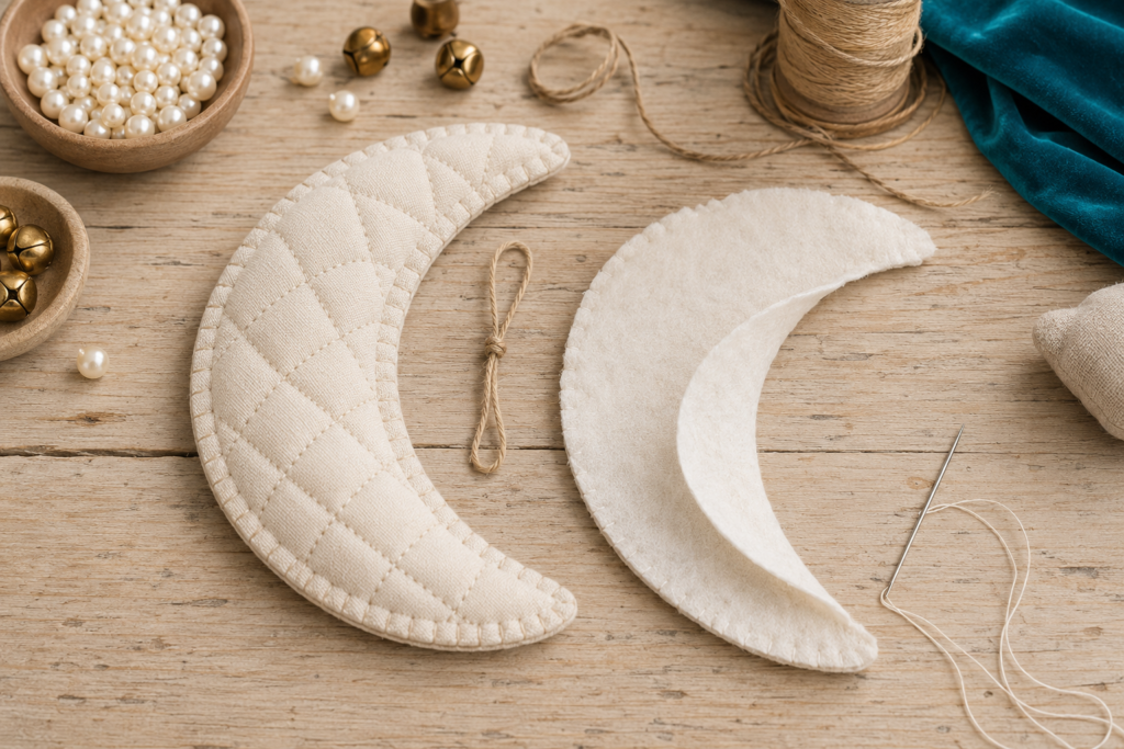 DIY Flat Quilted Crescent Moon