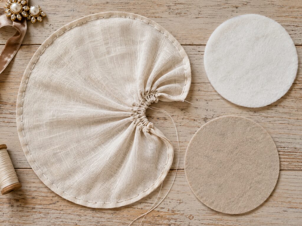 Gathered linen pumpkin rosette tutorial