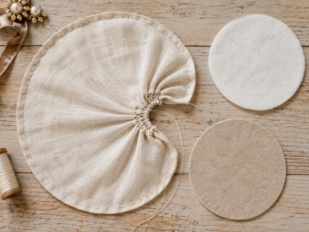 Gathered linen pumpkin rosette tutorial