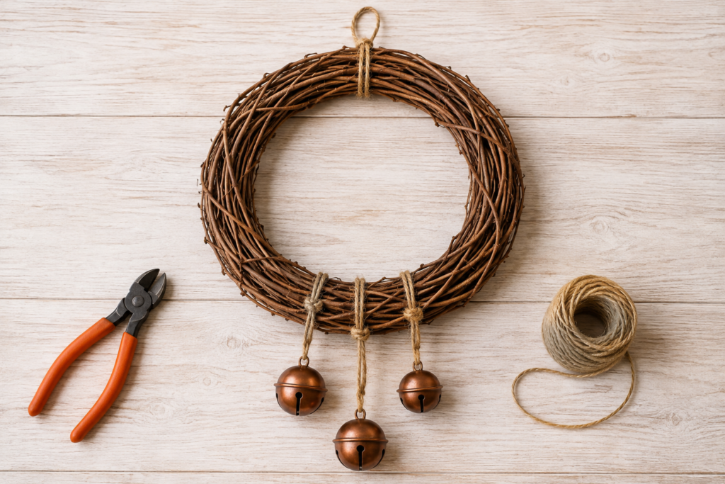 Grapevine Wreath with Three Copper Bells