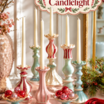pastel holiday candle display with A Sweet Twist on Christmas Candlelight headline