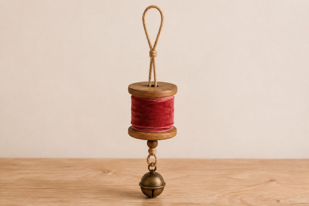 Velvet Spool Bell Ornament Assembly