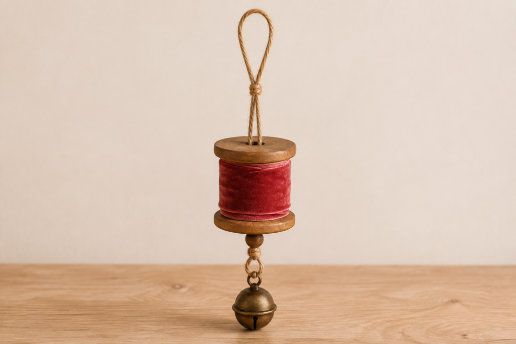 Velvet Spool Bell Ornament Assembly