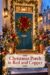 Text overlay reading Red Bow Christmas Wreath and Copper Porch Planters over symmetry of wreath and copper planters